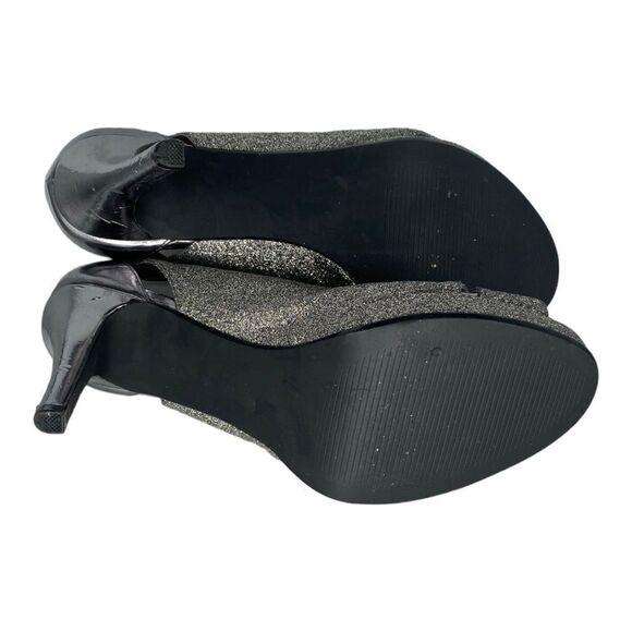 Alfani Fairfax Peep Toe Silver Platino Glitter High Heels - Picture 7 of 8